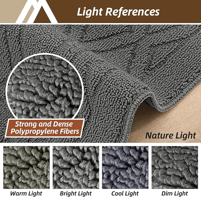 COSY HOMEER Kitchen Rugs 24"x35" Non-Slip Washable Kitchen Mats for Floor Polypropylene Absorbent Kitchen Floor Mat for Kitchen Sink Entryway,Grey