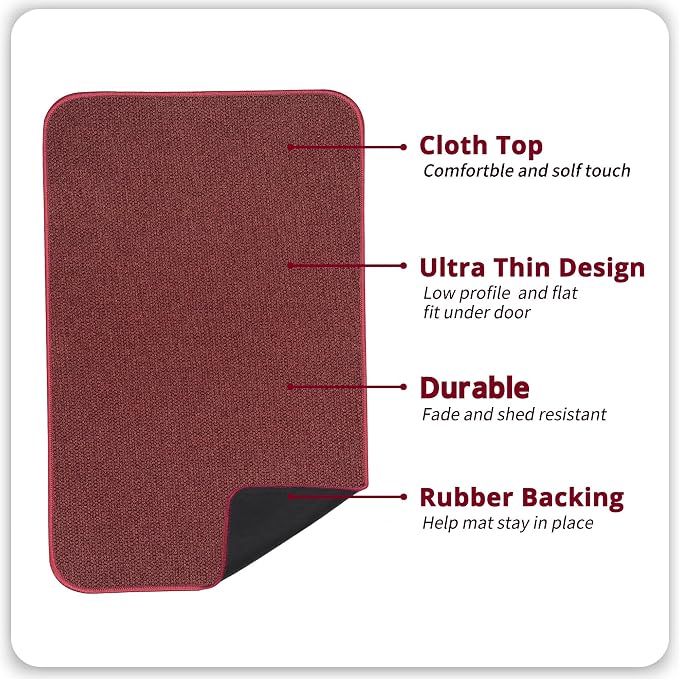 Bath Mat,Ultra Thin Bathroom Rugs,Rubber Bath Mats for Bathroom,No Slip Bath Rugs,Quick Dry,Machine Washable,Low Pile,Absorbent,Shower Outside,Sink,Home Decor Accessories.Red,1'5"x2'3"(17x27inch)