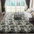 Ophanie 6x9 Black Gold and Grey Area Rugs for Living Room, Large Dark Black Gold Fluffy Shag Fuzzy Plush Soft Carpets, Floor Shaggy Rugs for Bedroom, Carpet for Boys Dorm Nursery Home Decor Aesthetic