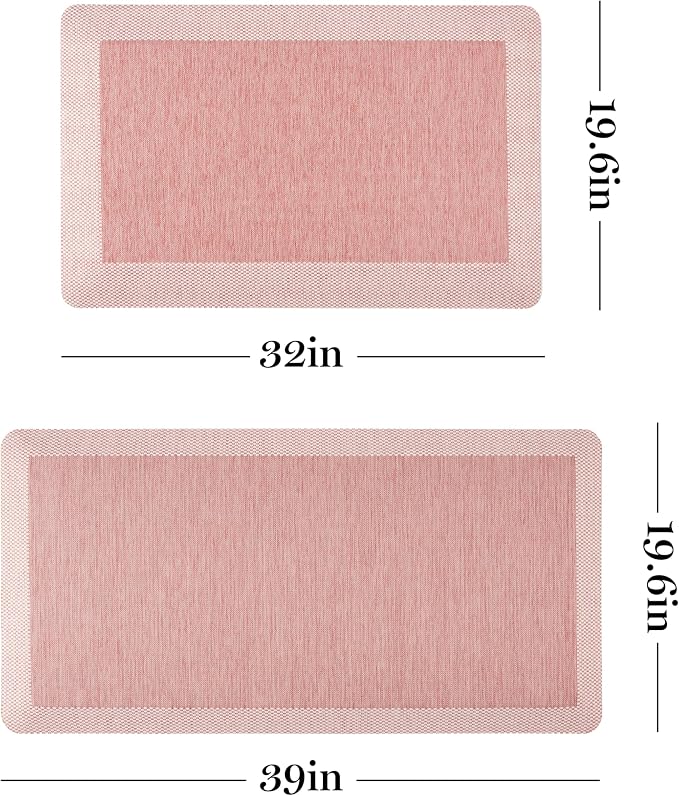 MARTHA STEWART Mira Modern Heathered Solid Anti-Fatigue Air-Infused Kitchen Mat, Spice Red, 19.6"x32"