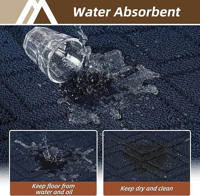 COSY HOMEER Kitchen Rugs 24"x35" Non-Slip Washable Kitchen Mats for Floor Polypropylene Absorbent Kitchen Floor Mat for Kitchen Sink Entryway,Navy Blue