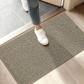 BEQHAUSE Dirt Trapper Door Mat 17"x30", Non-Slip Doormats (Rolled-Up NO Creases) Washable Entryway Rugs, Dirt Resist and Absorbent Welcome Mat, Low Profile Floor Mats for Front Back Door, Light Beige