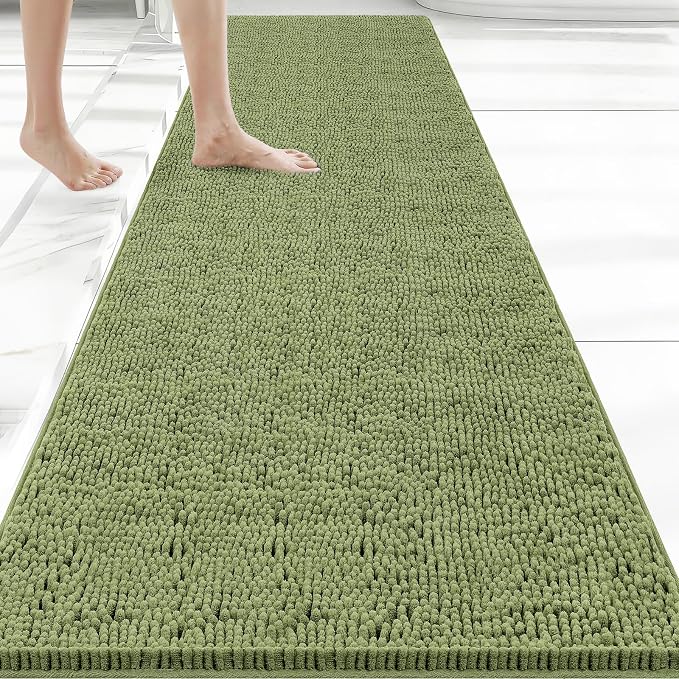 Bcoimo Long Bathroom Rug 70" x 24", Absorbent Non Slip Bath Mat, Washable Quick Dry Bathroom Runner Rug for Shower, Tub, Sink and Vanity