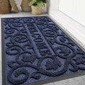 Smiry Welcome Door Mat Outside Entrance, Heavy Duty Trap Dirt and Moisture Easy Clean Low Profile Patio Porch Indoor Outdoor Front Doormat for Entry, 47x32 Inch, Navy Blue