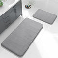 Yimobra Large Bath Mat Set 2 Piece- Super Soft Absorbent Quick Dry Memory Foam Bathroom Rugs, Machine Washable Non Slip Floor Carpet for Tub Shower & Double Vanity (17x24 & 44x24, Gray)