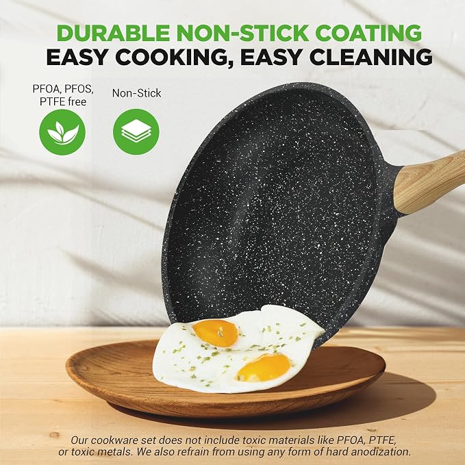 NutriChef 22-Piece Nonstick Ceramic Cookware Set – Pots and Pans Set with Bakeware, Utensils & Oven Mitts, Induction Compatible, PTFE & PFAS Free, Tempered Glass Lids, Cool-Touch Handles -Black