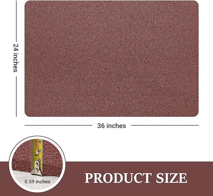 LuxStep Shower Mat Bathtub Mat,24x36 inch, Non-Slip Bath Mat with Drain, Quick Drying PVC Loofah Bathmat for Tub,Shower,Bathroom,Reddish Brown
