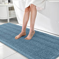 OLANLY Thick Bathroom Runner Rugs 70x24, Absorbent Chenille Striped Bath Rugs, Rubber Backing, Machine Wash, Extra Long Bath Mats for Bathroom Floor, Tub and Shower, Home Decor Accessories, Airy Blue