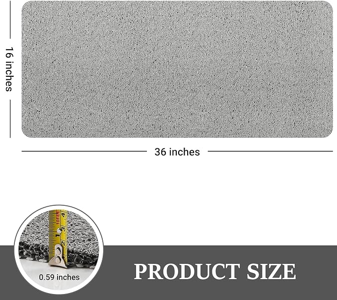 LuxStep Shower Mat Bathtub Mat,36x16 inch, Non-Slip Bath Mat with Drain, Quick Drying PVC Loofah Bathmat for Tub,Shower,Bathroom (Phthalate Free,Grey)