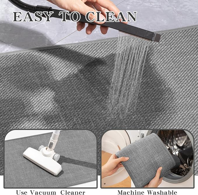 chakme Bathroom Rugs Mat 59x17, Ultra Thin Non Slip Bath Mat Runner Quick Dry Absorbent Bath Mat for Bathroom Floor, (Dark Grey, 59"x17")