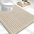 OLANLY Toilet Rugs U Shaped 24x20, Thick Soft and Absorbent Chenille Contour Bath Mat, Non-Slip Rubber Backing, Machine Washable Quick Dry Toilet Mat, Home Decor Accessories, Sand