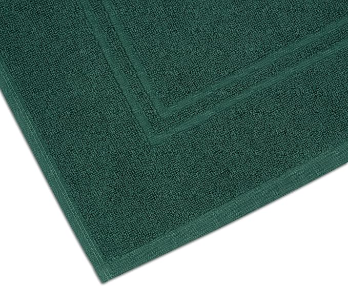 Tens Towels Pack of 2 Bath Mats 100% Cotton, 20 x 32 Inches, Super Absorbent, Hotel Quality Premium Floor Towels, Luxurious, Soft & Quick Dry, Not a Bathroom Rug (Hunter Green)