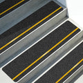 10 Pack Anti Slip Traction Treads with Reflective Stripe, 6” x 30” Grit Non Slip Waterproof Tape Pre-Cut Tape with Roller, High Traction Friction Abrasive Adhesive for Stairs Step, Black & Yellow