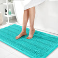 OLANLY Thick Bathroom Runner Rugs 44x24, Extra Absorbent Chenille Striped Bath Rugs, Rubber Backing, Machine Wash Dry, Long Bath Mats for Bathroom Floor, Tub and Shower, Home Decor Accessories, Teal