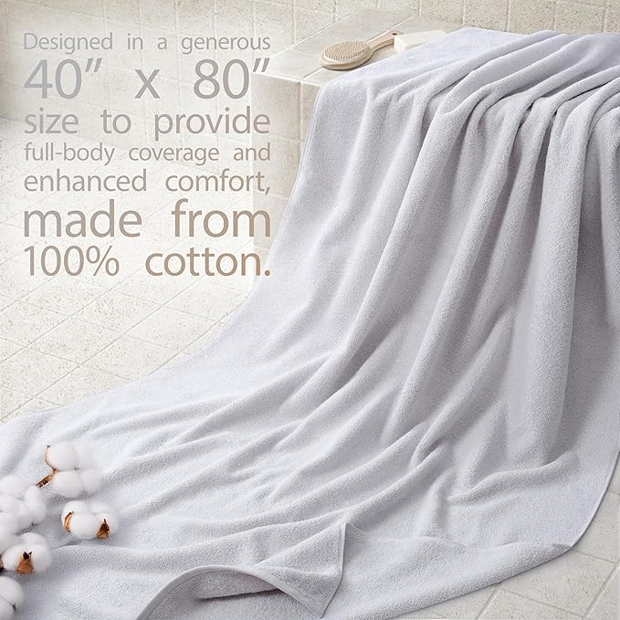 Cotton Paradise 100% Cotton Turkish Towel, Soft Absorbent Quick Dry, 40x80 Oversized Bath Sheet Towel, Silver Grey
