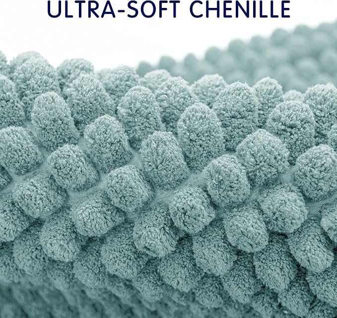 SUBRTEX Bathroom Rugs, 24" x 36" Chenille Bath Rug Soft Short Plush Bath Mat Soft Shower Mat Water Absorbent Shower Mat Quick Dry Machine Washable, Light Green