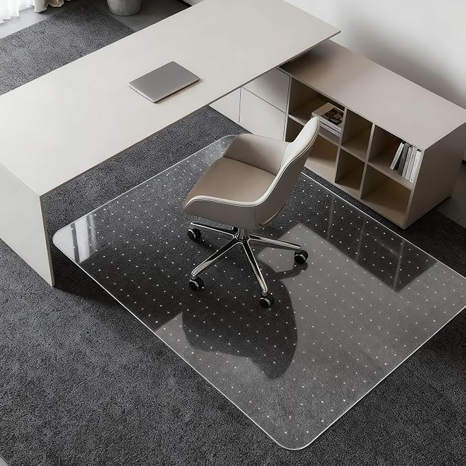 Kuyal Desk Chair Mat for Carpet, 36'' x 48'' Rectangle Transparent Mats for Chairs Good for Desks, Office and Home, Easy Glide, Protects Floors for Low and No Pile Carpeted Floors