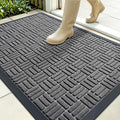 OLANLY Front Door Mat Outside Entrance 35x23, Absorbent, Heavy Duty Sturdy Natural Rubber Doormat Indoor Outdoor, Stain and Fade Resistant, Non-Slip Backing Low Profile Floor Mat for Entryway, Grey