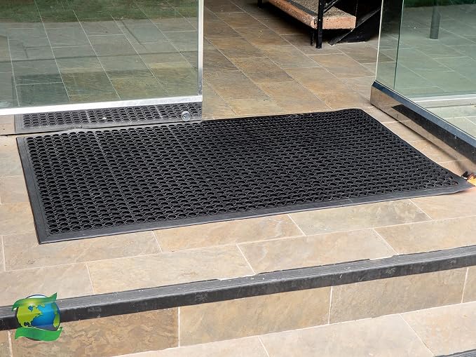 Envelor 2 Pack Anti Fatigue Mats for Kitchen Floor, Rubber Bar Mats, Non Slip Commercial Floor Mat with Drainage Holes, Indoor Outdoor Rubber Mat for Restaurant, Garage, Entryway 36 x 60 in