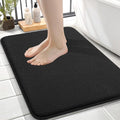 OLANLY Thick Memory Foam Small Bathroom Rugs 24x16, Extra Soft Absorbent Bathroom Mat, Quick Dry Bath Mat, Non-Slip, Machine Washable Carpet for Bathroom, Tub and Shower, Home Decor Accessories, Black