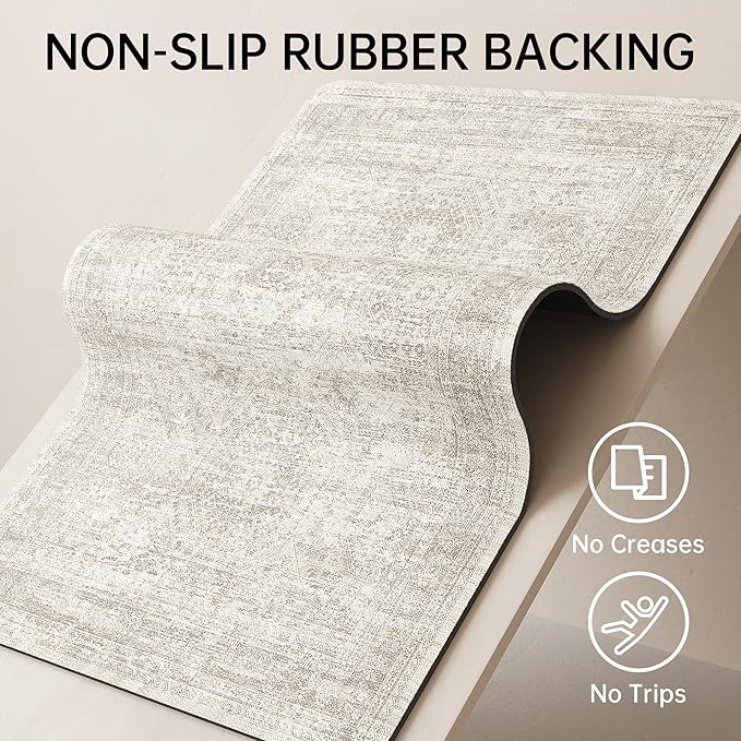 Mecko Bath Mat, Ultra Absorbent Quick Dry Bathroom Floor Mats-Rubber Non-Slip Thin Bathroom Rug Fit Under Door, Faux Suede Surface Shower Rug for Bathtub, Sink, Shower Room(Beige/Brown,16"x24")