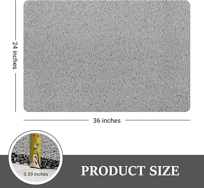LuxStep Shower Mat Bathtub Mat,24x36 inch, Non-Slip Bath Mat with Drain, Quick Drying PVC Loofah Bathmat for Tub,Shower,Bathroom,Grey