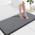 Smiry Memory Foam Bath Mat 47x17, Extra Soft and Absorbent Bathroom Mats, Non Slip Washable Carpet for Floor, Shower and Tub, Dark Grey
