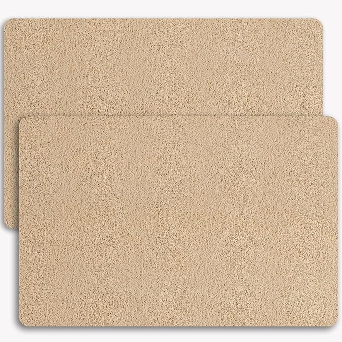 Hargiis Non-Slip Bathtub Mat, 2 Pack Anti Slip Shower Mat, Fast Drying Bathtub Mats, Foot Scrubber Mat, Anti Slip Mat for Tub, Floor, Bathroom, Kitchen, Home, Hotel (Beige 24"×16"+24"×16")