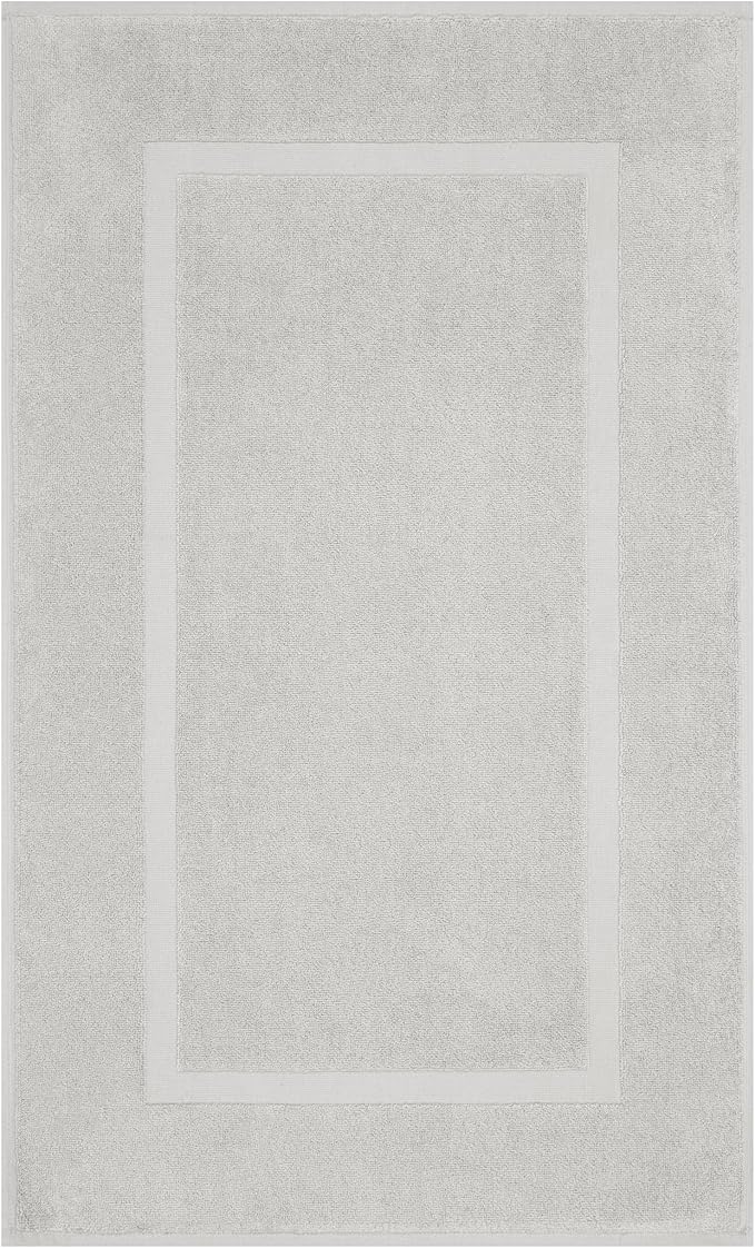 Cotton Paradise 100% Cotton Turkish Bathmat Set, Soft Absorbent Quick Dry, 2 Piece 20x34 Bathmat Floor Set, Silver Grey
