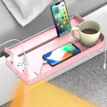 Hiree Bedside Shelf for Dorm Bunk Bed with USB Charging Port and 2 AC Outlets, Bed Side Table Tray Organizer, College Dorm Essential, Clip On Bedside Tray, Cool Teen Girls Trendy Stuff (Pink)