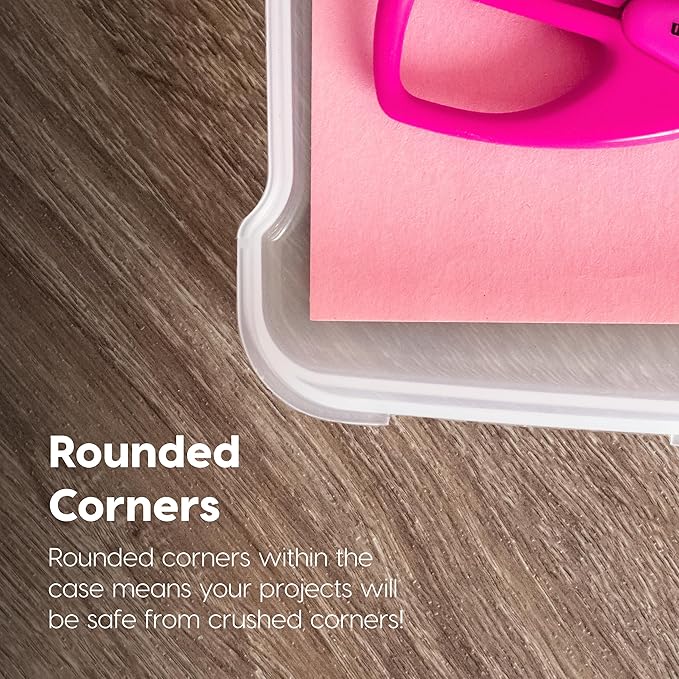 IRIS USA Board Game Storage Containers, 4-Pack |Made in USA| Organizers with Built-In Handle & Snap-Tight Lid for Puzzles, Scrapbook, and Fits 8.5" x 11" or A4 Papers, Slim - Clear