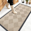 OLANLY Front Door Mat Outside Entrance 47x23, Absorbent, Heavy Duty Sturdy Natural Rubber Doormat Indoor Outdoor, Stain Fade Resistant, Non-Slip Low Profile Floor Mat for Entryway, Latte White Diamond