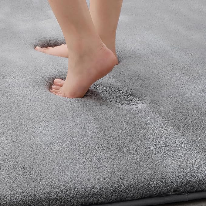 MINIDEAR Bathroom Rugs 60x20 Dark Gray - Thick Memory Foam Bath Mat, Ultra Soft & Plush Fluffy, Non-Slip, Quick Dry, Absorbent Washable Floor Microfiber Mat for Tub, Home Decor Accessories