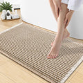 Smiry Waffle Bath Mat 30x18, Extra Soft Absorbent Bathroom Rugs, Non Slip Machine Washable Quick Dry Bath Rugs for Bathroom Floor, Tub, Shower, Home Decor Accessories, Brown & Cream