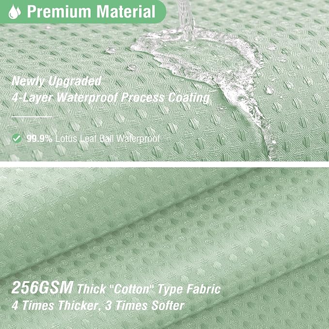 Dynamene Extra Long Shower Curtain - 84 Inch Long Waffle Weave Heavy Duty Fabric Bathroom Shower Curtain, Neutral Weighted Hotel Thick Bath Curtain Set with 12 Plastic Hooks,72x84, Mint Green