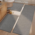 YIHOUSE Thin Bath Mat Darkgrey Bathroom Rugs Sets 3 Pieces, Non Slip Absorbent Bath Mats Quick Dry, Woven Braided Rugs Washable, Tapetes para Baño for Bathroom,Bathtub(17.5"x24"U+17"x24"+17"x47")