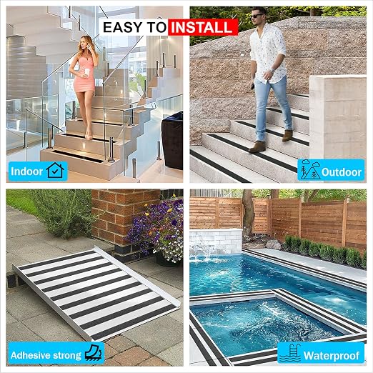 Chesk Grip Tape for Stairs – 4in x 30ft Black Anti-Slip Stair Strips – Adhesive Stair Treads Non-Slip Indoor and Outdoor – Heavy-Duty Grip Tape for Skateboard, Shower, Floor, Steps