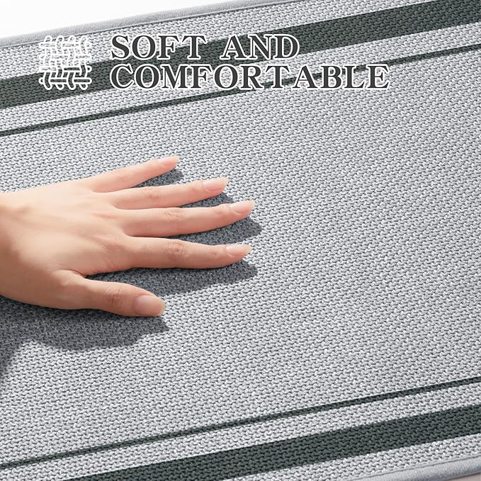 chakme Bathroom Rugs Mat 24x17, Ultra Thin Non Slip Bath Mat Small Quick Dry Absorbent Bath Mat for Bathroom, (Light Grey, 24"x17")