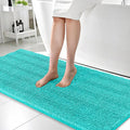 OLANLY Thick Bathroom Runner Rugs 59x24, Absorbent Chenille Striped Bath Rugs, Rubber Backing, Machine Wash Dry, Extra Long Bath Mats for Bathroom Floor, Tub and Shower, Home Decor Accessories, Teal