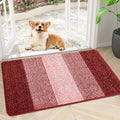 Smiry Dog Door Mat for Muddy Paws, Absorbs Moisture and Dirt, Low-Profile Entryway Mat with Non-Slip Backing, Entry Indoor Outdoor Doormat for Inside Floor (30x17 Inches, Burgundy, Striped)