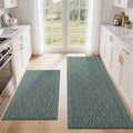 COSY HOMEER Kitchen Rugs Sets 2PCS,Non-Slip Washable Kitchen Mats for Floor,Absorbent and Stain Resistant Kitchen Runner Rugs for Kitchen Sink Laundry Entryway,24"x35"+24"x60",Heather Green