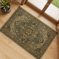 RELEANY Area Rugs Small 2'x3' Washable Non-Slip, Floral Vintage Distress Medallion Carpet for Kitchen Entryway Bathroom, Brown Dark Brown