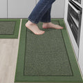 BEQHAUSE Kitchen Rugs and Mats Set of 2 Non-Slip Kitchen Mats for Floor, Absorbent and Stain Resistant Kitchen Runner, Machine Washable Rugs for Kitchen, Laundry & Sink, 20"x32"+20"x48", Green
