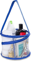 Handy Laundry Foldable Shower Caddy - Collapsible, Portable, Drainage Hole, Carry Handle, Large Compartments. Great Organizer for Camp, Travel, Gym, and Dorm (Blue)