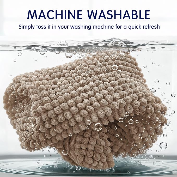 SUBRTEX Bathroom Rugs, 20" x 32" Chenille Bath Rug Soft Short Plush Bath Mat Soft Shower Mat Water Absorbent Shower Mat Quick Dry Machine Washable, Taupe Brown