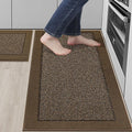 BEQHAUSE Kitchen Rugs and Mats Set of 2 Non-Slip Kitchen Mats for Floor, Absorbent and Stain Resistant Kitchen Runner, Machine Washable Rugs for Kitchen, Laundry & Sink, 20"x32"+20"x48", Brown