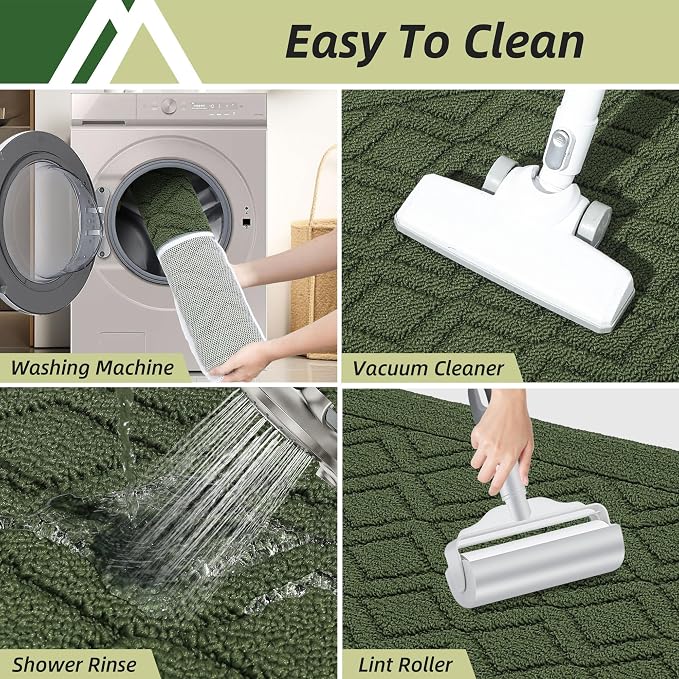 COSY HOMEER-Kitchen-Rugs-and-Mats 20"x30" Non Slip Kitchen Mats for Floor Absorbent Kitchen Rug Washable Kitchen Standing Floor Mat for Sink Mat,Throw Rug,Entry,Laundry,Green