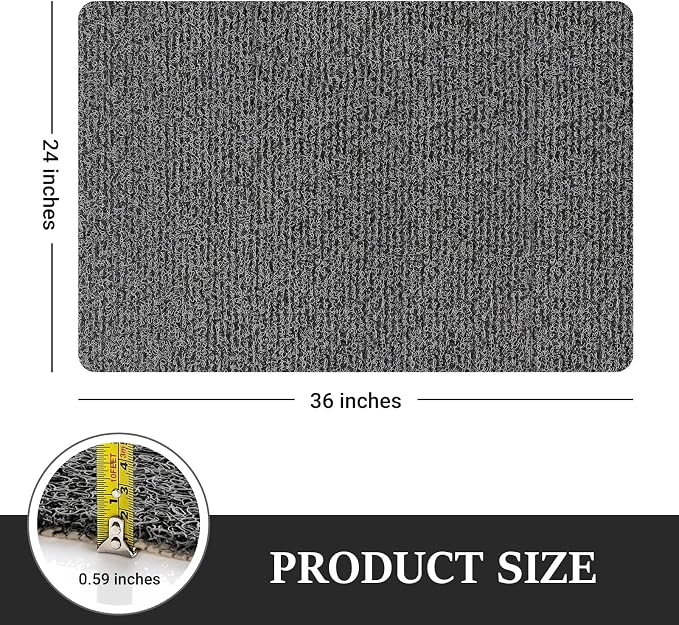 LuxStep Shower Mat Bathtub Mat,24x36 inch, Non-Slip Bath Mat with Drain, Quick Drying PVC Loofah Bathmat for Tub,Shower,Bathroom,Black
