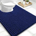 OLANLY Thick Toilet Rugs U-Shaped 24x20, Extra Soft Absorbent Shaggy Chenille Contour Bathroom Rugs for Toilet, Dry Quickly, Machine Washable, Non-Slip Bath Mat, Navy