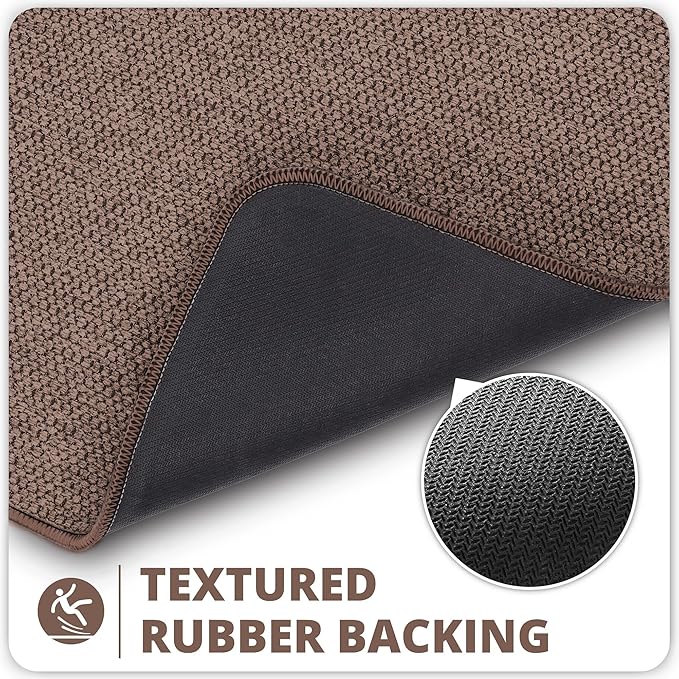 Bosap Bath Mat,Ultra Thin Bathroom Runner Rugs,Large Bath Mats for Bathroom,Quick Dry,Non-Slip,Machine Washable,Low Pile,Bath Rug,Shower Outside,Sink,Home Decor Accessories.Brown,3'x5'(36x60inch)